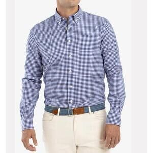 JOHNNIE-O Men’s Nina Cotton Plaid Button Down Shirt in Blue-Size Medium